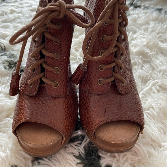 Lucky Brand Peep Toe Lace Up Booties - Picture 4 of 6